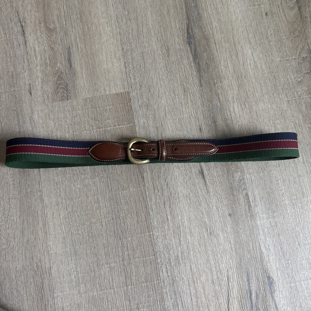Trafalgar Canvas & Brown Leather Size 35"-38" Vintage 1980s USA Belt Unisex